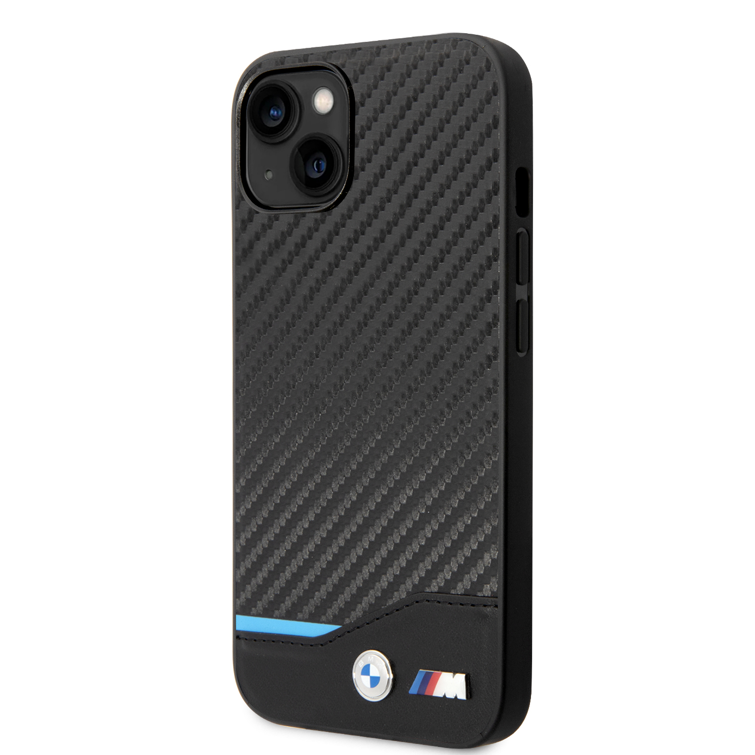 iPhone 14 Leder Hardcase M Hülle Triangles (BMHCP14S22NBCK) - Schwarz