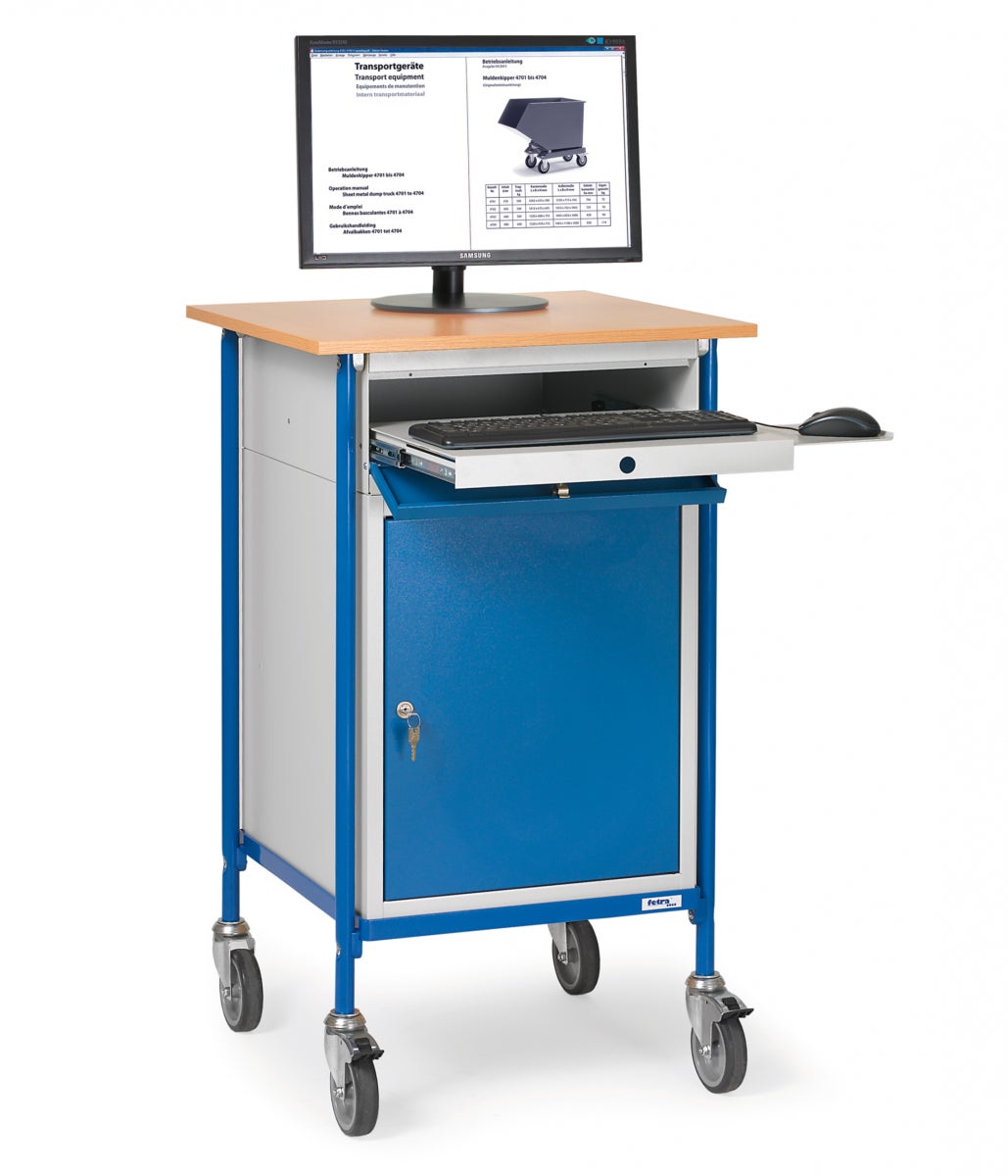 Fetra rolbureau met horizontaal schrijfblad en stalen kast