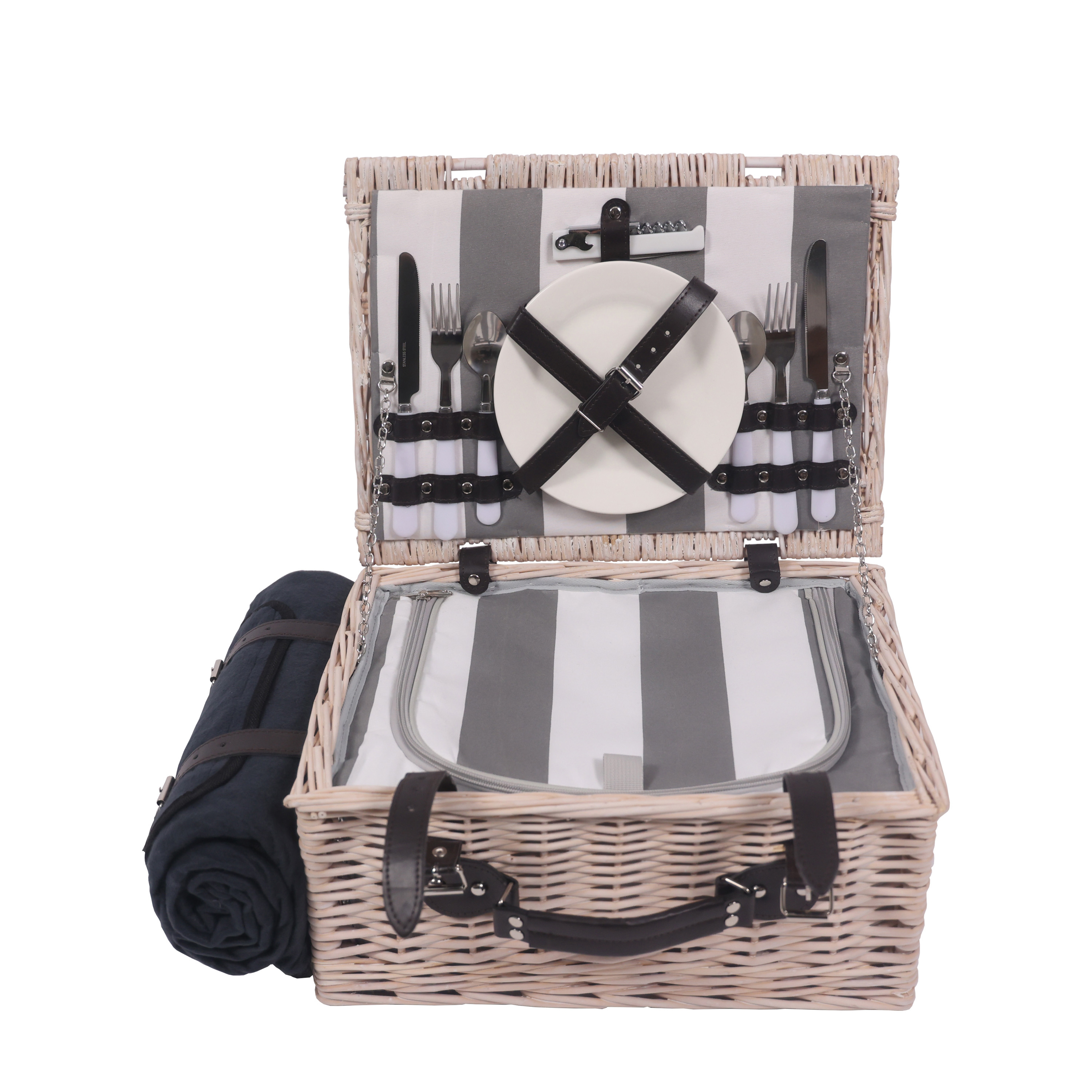 Picknickkorb Set für 2 Personen 40 x 30 x 19 cm