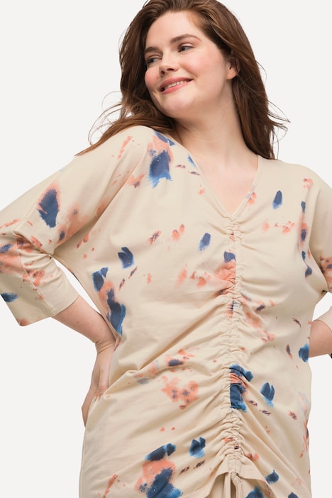 Shirt, Bindeband, V-Ausschnitt, 3/4-Arm, Biobaumwolle