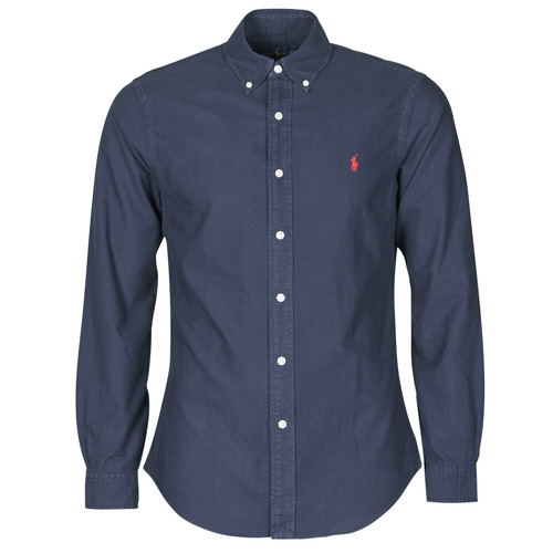 Polo Ralph Lauren - CHEMISE CINTREE SLIM FIT EN OXFORD LEGER TYPE CHINO COL BOUTONNE Marino