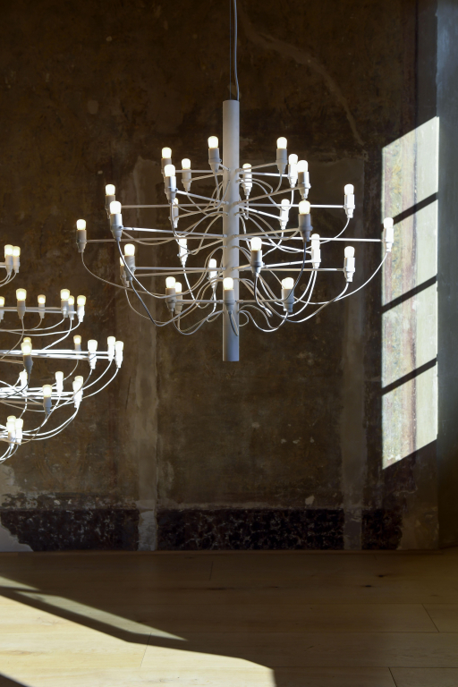 Flos 2097/30 by Gino Sarfatti kroonluchter Ø88 opaal messing