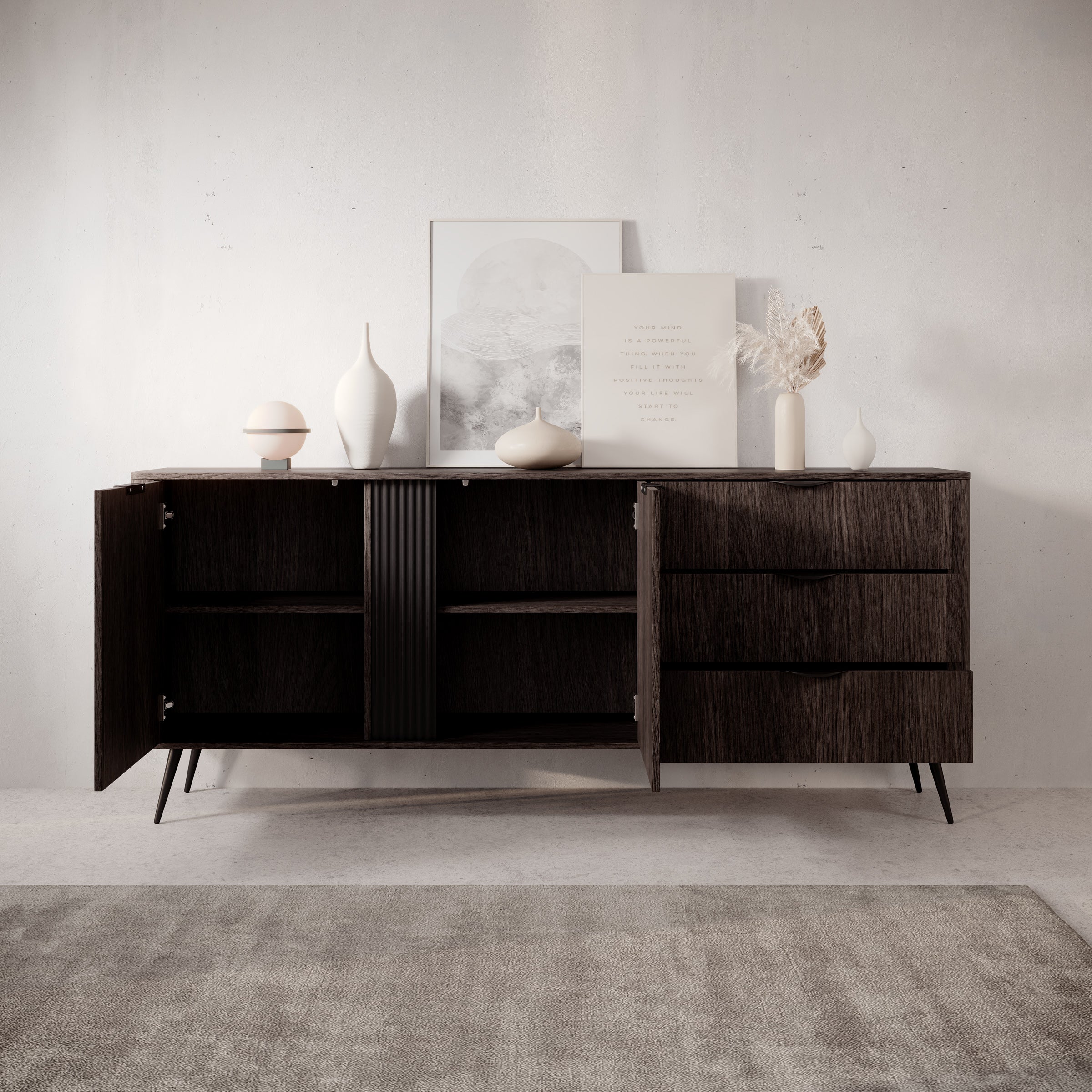 Victoria - Dressoir - Donker eiken - 195x38x81 cm