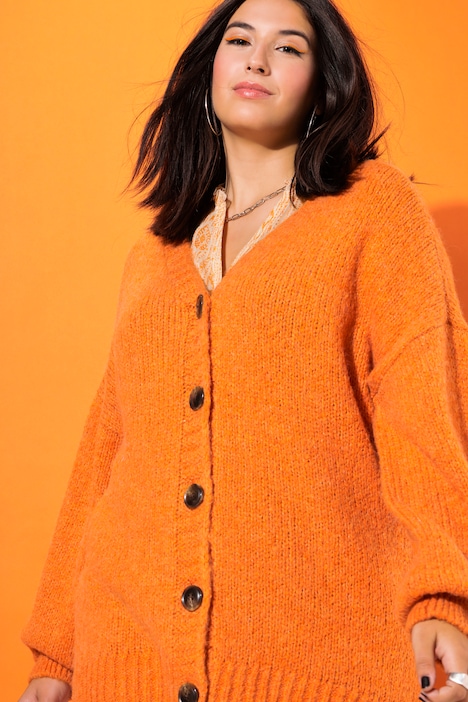 Strickjacke, oversized, V-Ausschnitt