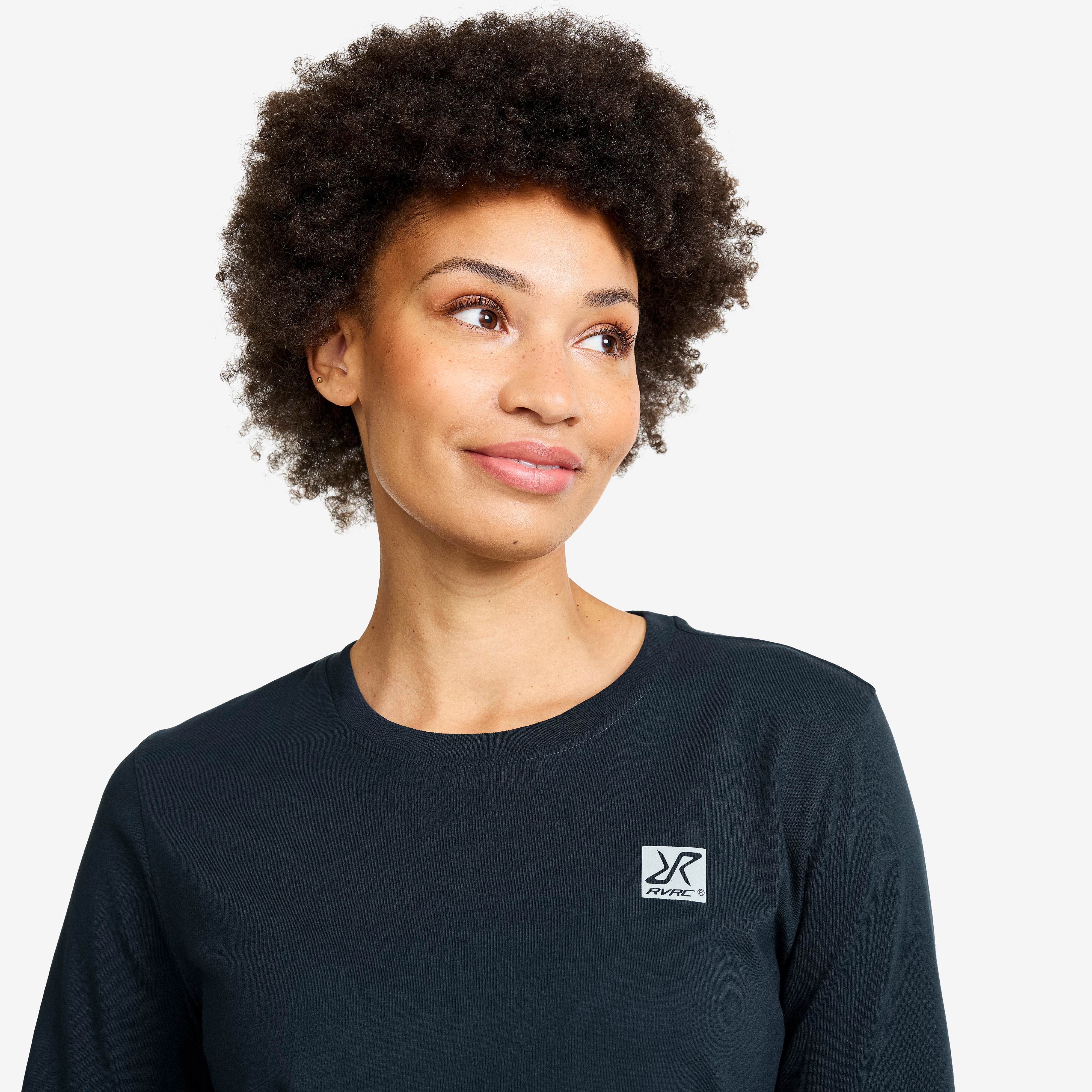 Easy Graphic Landscape Lines Long-sleeved T-shirt Dame Blueberry