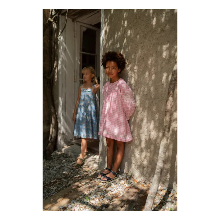Lali Robe Tulip à Carreaux Brodée  | Rose