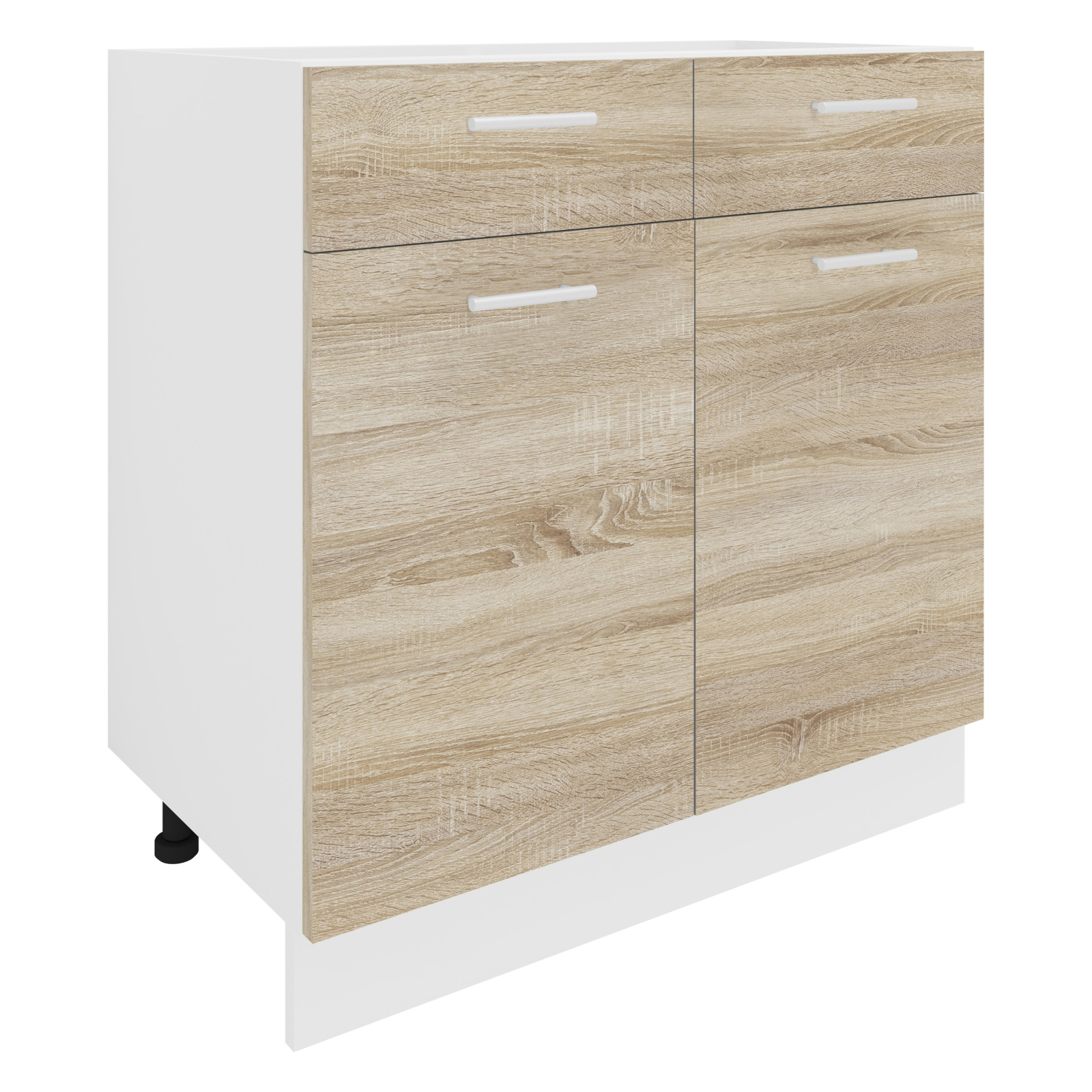 Unterschrank ESILO - weiß - Sonoma Eiche - 2 Schubkästen - 80 cm