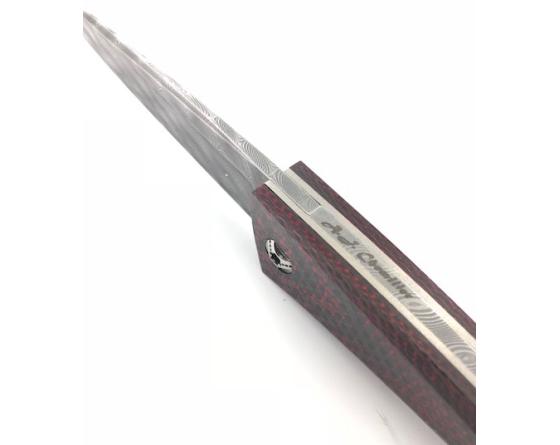 Chomilier - Damas Inox Zladinox, Platine Titane - Fibre de Carbone Noire et Rouge