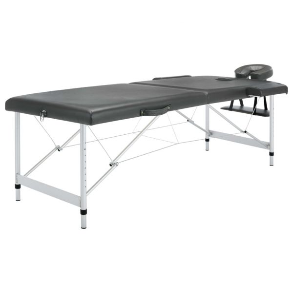 Mesa Massagens com 2 Zonas Estrutura Alumínio 186x68cm Antracite
