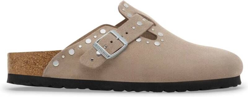 BIRKENSTOCK Instappers Dames Boston Rivet Maat: 42 Materiaal: Suède Kleur: Taupe