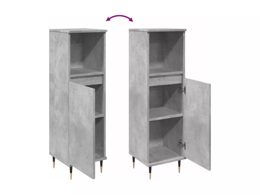Armoire de salle de bain gris béton 30x30x100 cm
