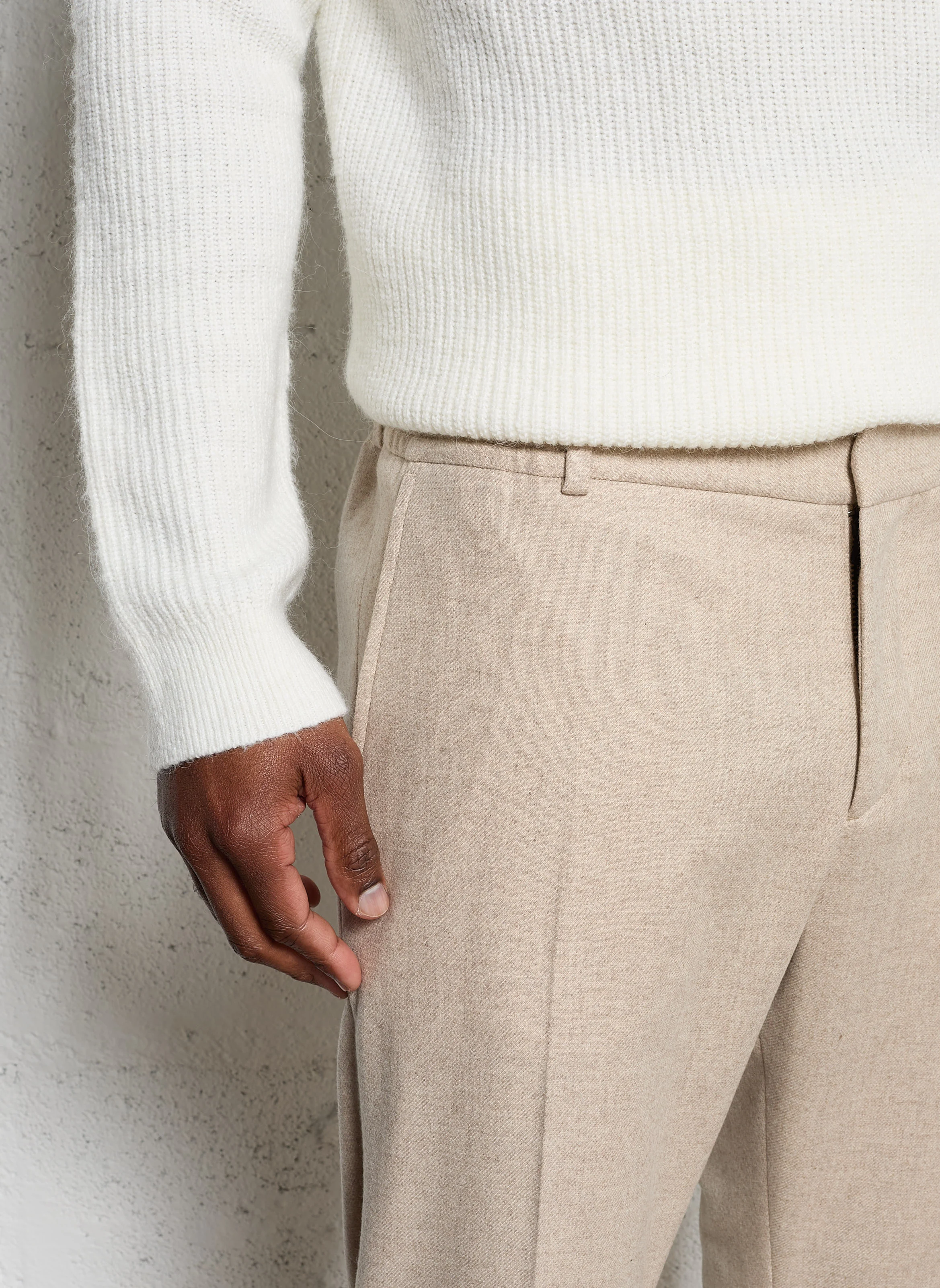 Pantalon droit| Beige