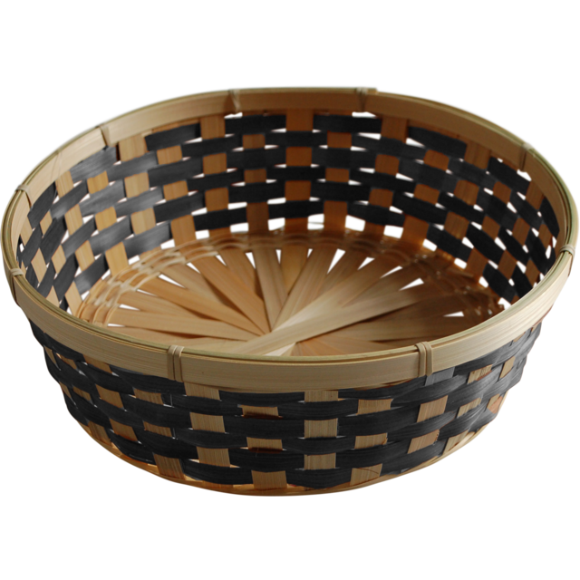 Mand, bamboe, Ø29cm, 8cm, naturel/zwart