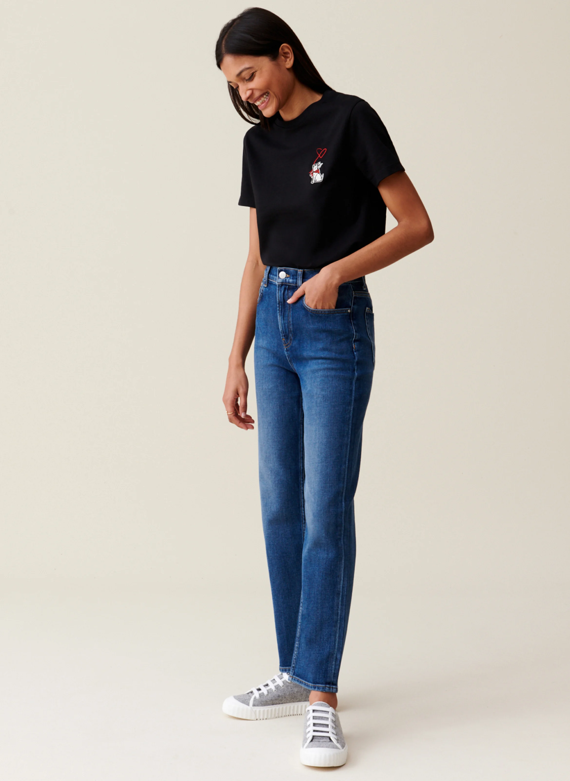 Tee-shirt col rond en coton | Noir