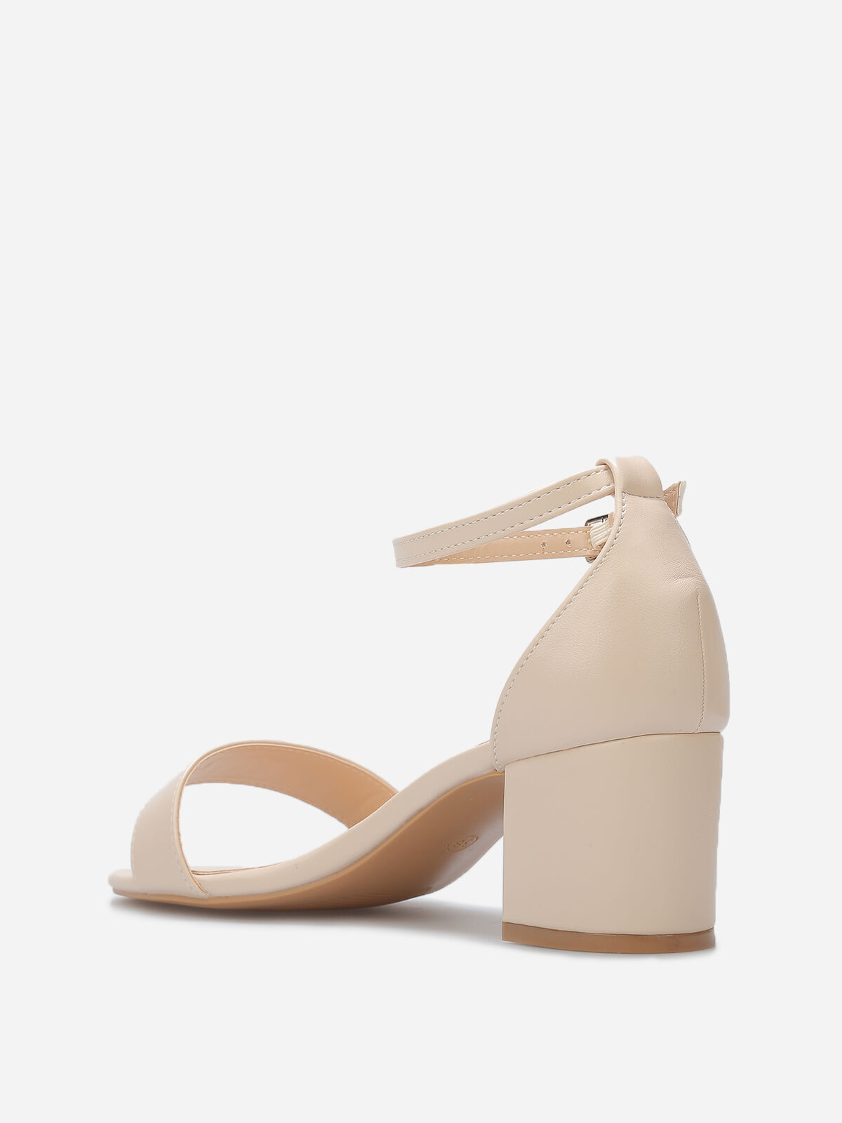 Sandales en simili à petit talon carré- Beige