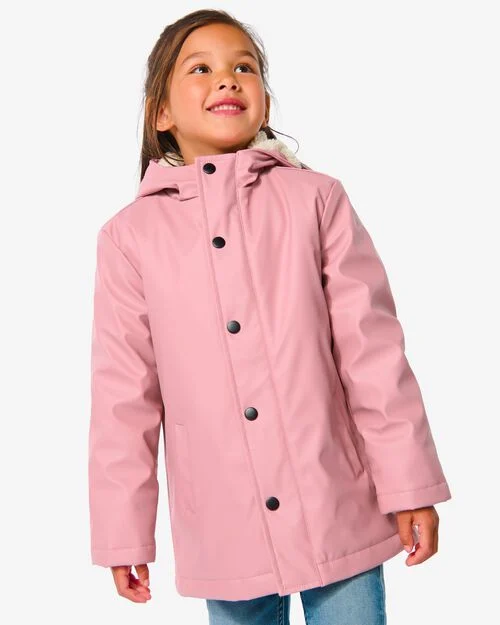 manteau enfant PU avec capuche vieux rose