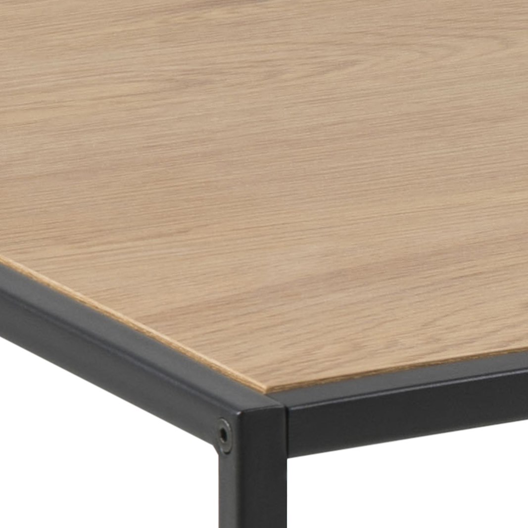 Seaford sofabord Vill eik foliert med sort metall understell. 100x50x40cm.