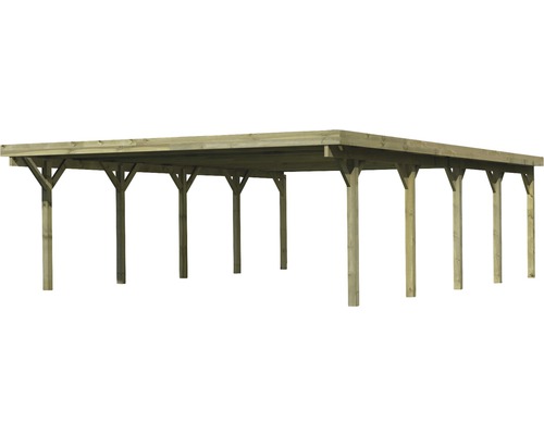 Dubbele carport Karibu Caan 3 variant A 598x860 cm drukgeïmpregneerd