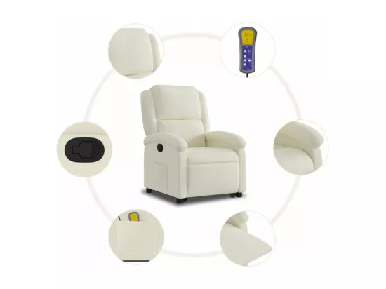 Fauteuil massant inclinable Crème Velours