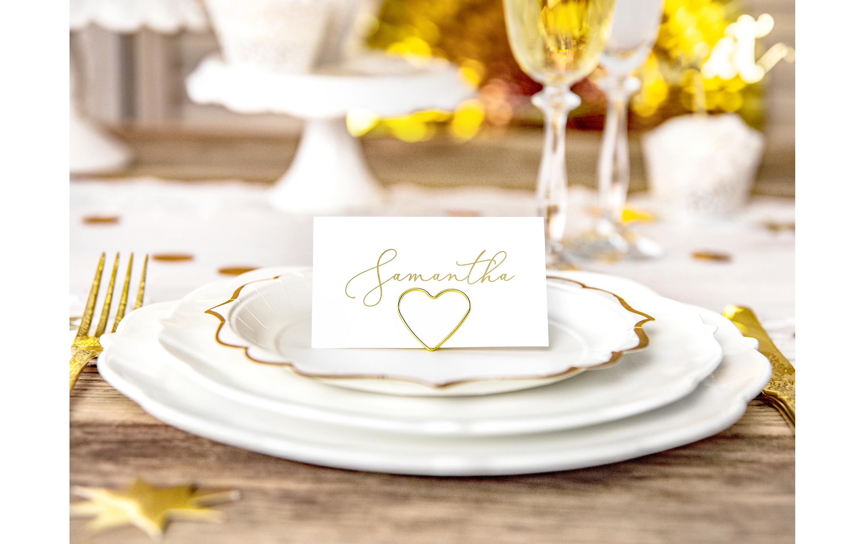 Tischkarte Blumenkranz 2.5 cm, 10 Stück, GoldTischkartenhalter für den gedeckten Tisch an der Hochzeit und Festen wie Geburtstagspartys oder Silvester