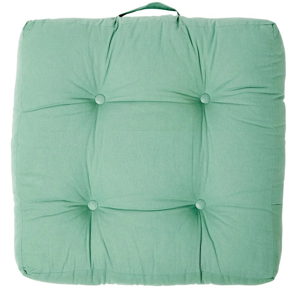 Coussin de sol vert ou gris 100% coton L66xl66xH15cm