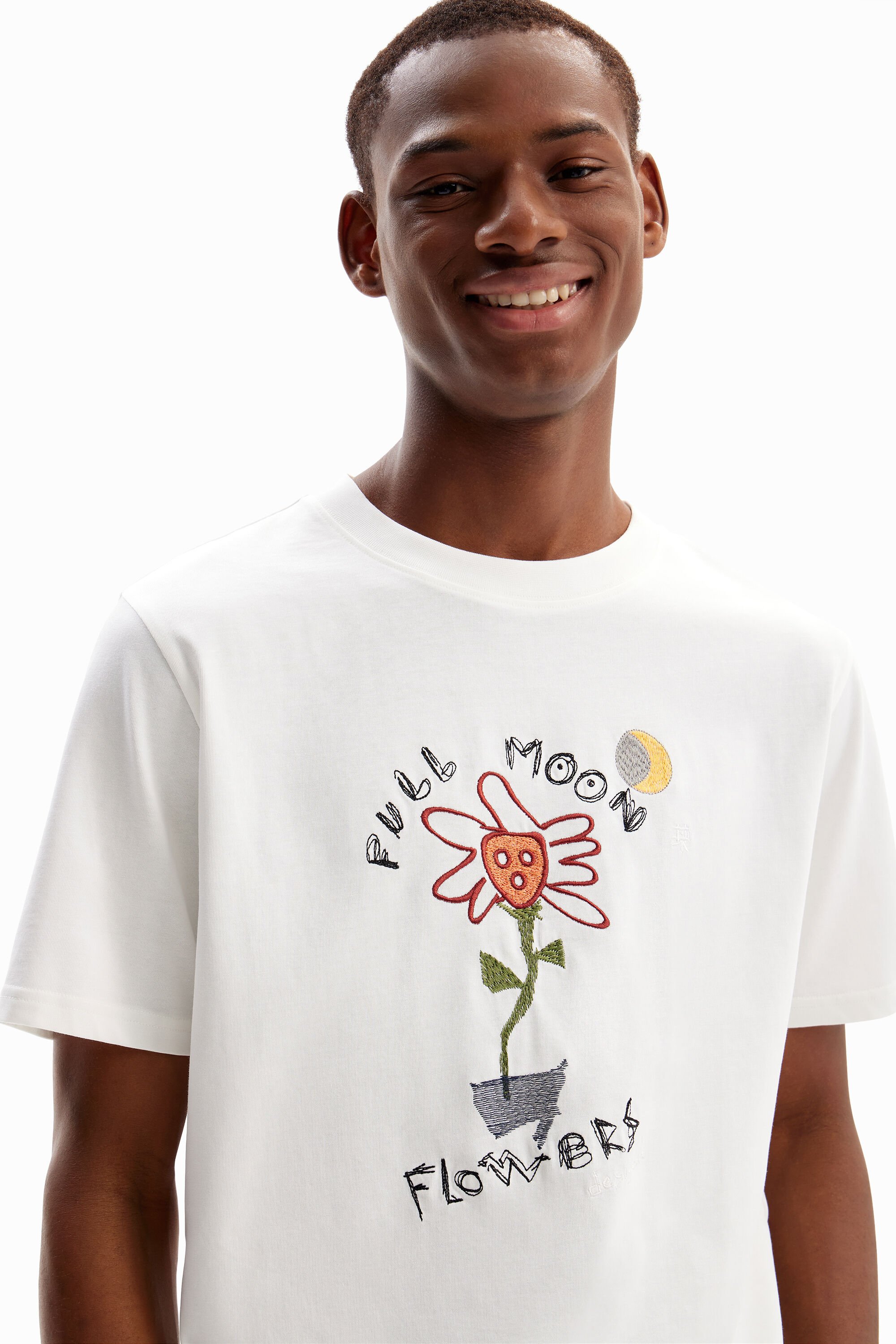 camiseta lua de flores