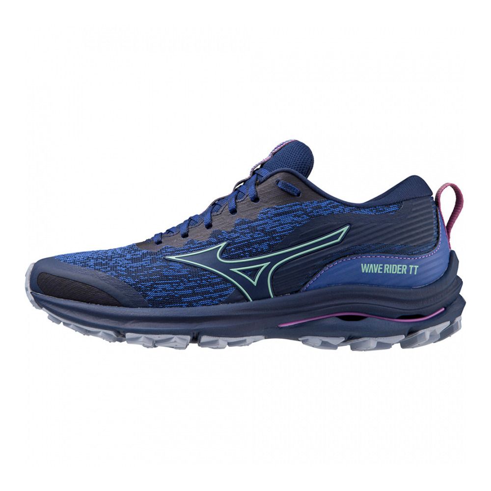 Mizuno WAVE RIDER TT - Chaussures trail Femme bluedepths/beveledglass/v.orchid