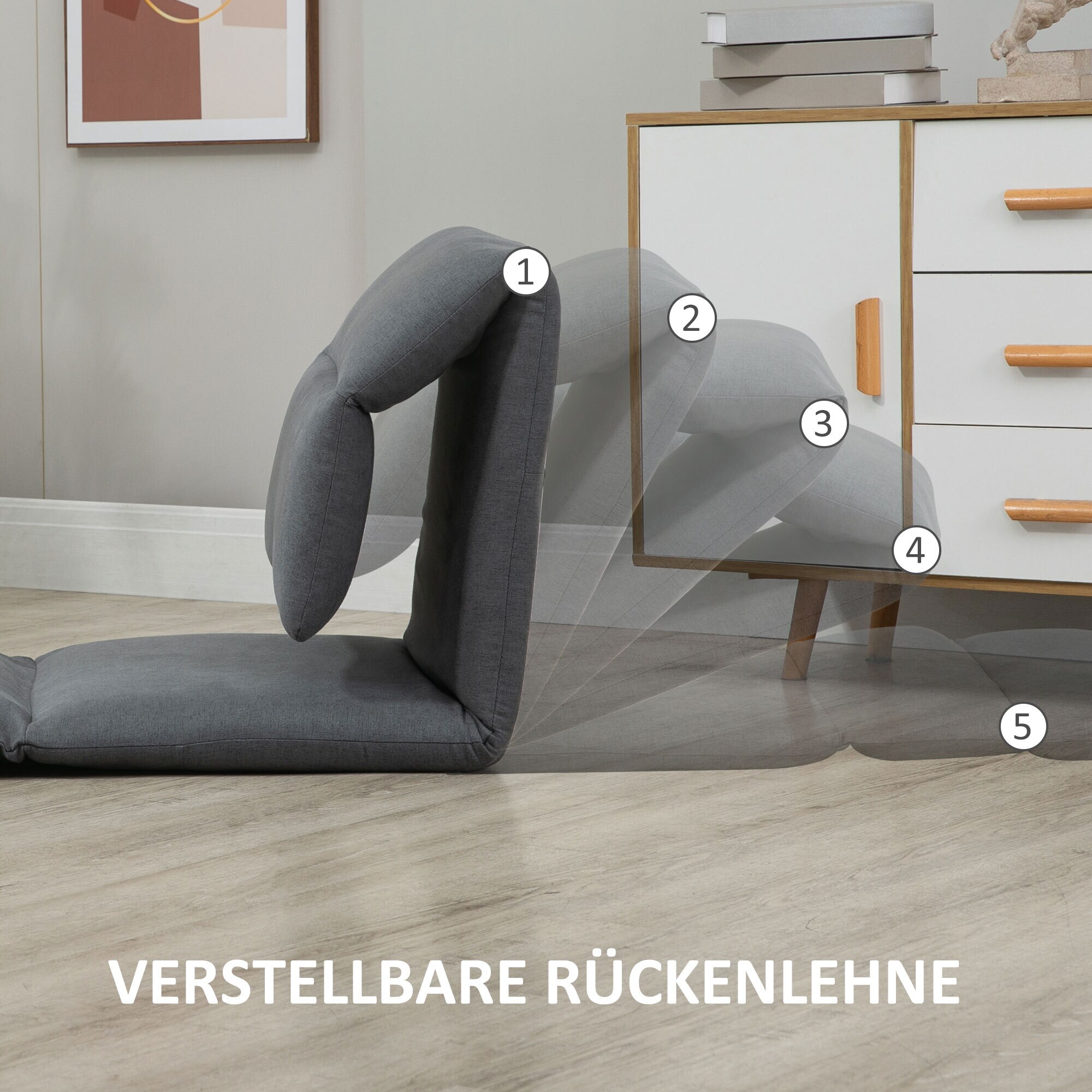 HOMCOM Bodensofa mit Liegefunktion 72L x 71B x 60H cm