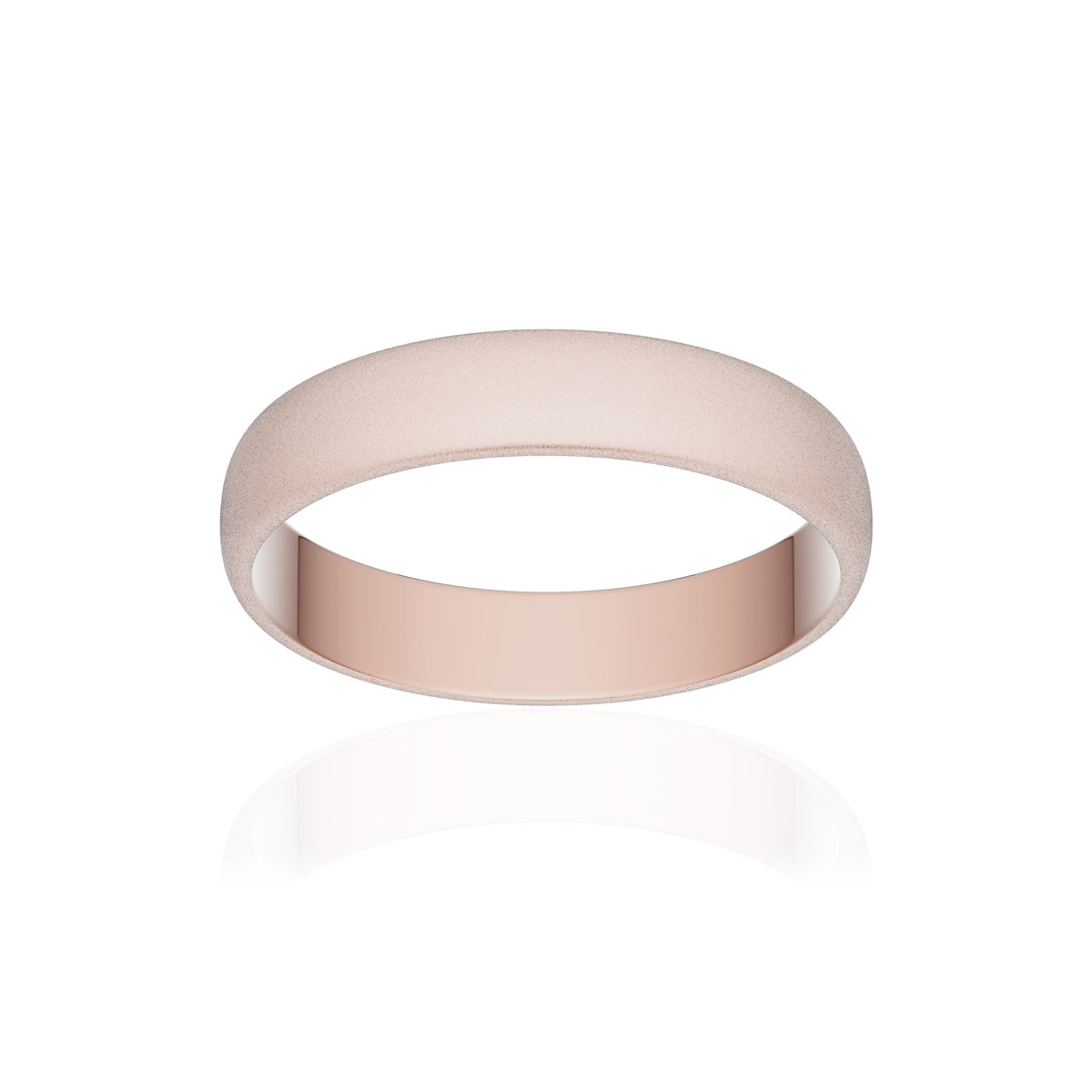Alliance or 375 rose sablé demi-jonc 4mm