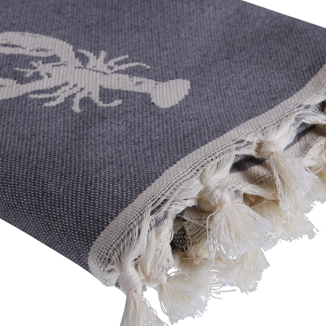 Febronie Fouta reversible Homard gris - 100x200 cm