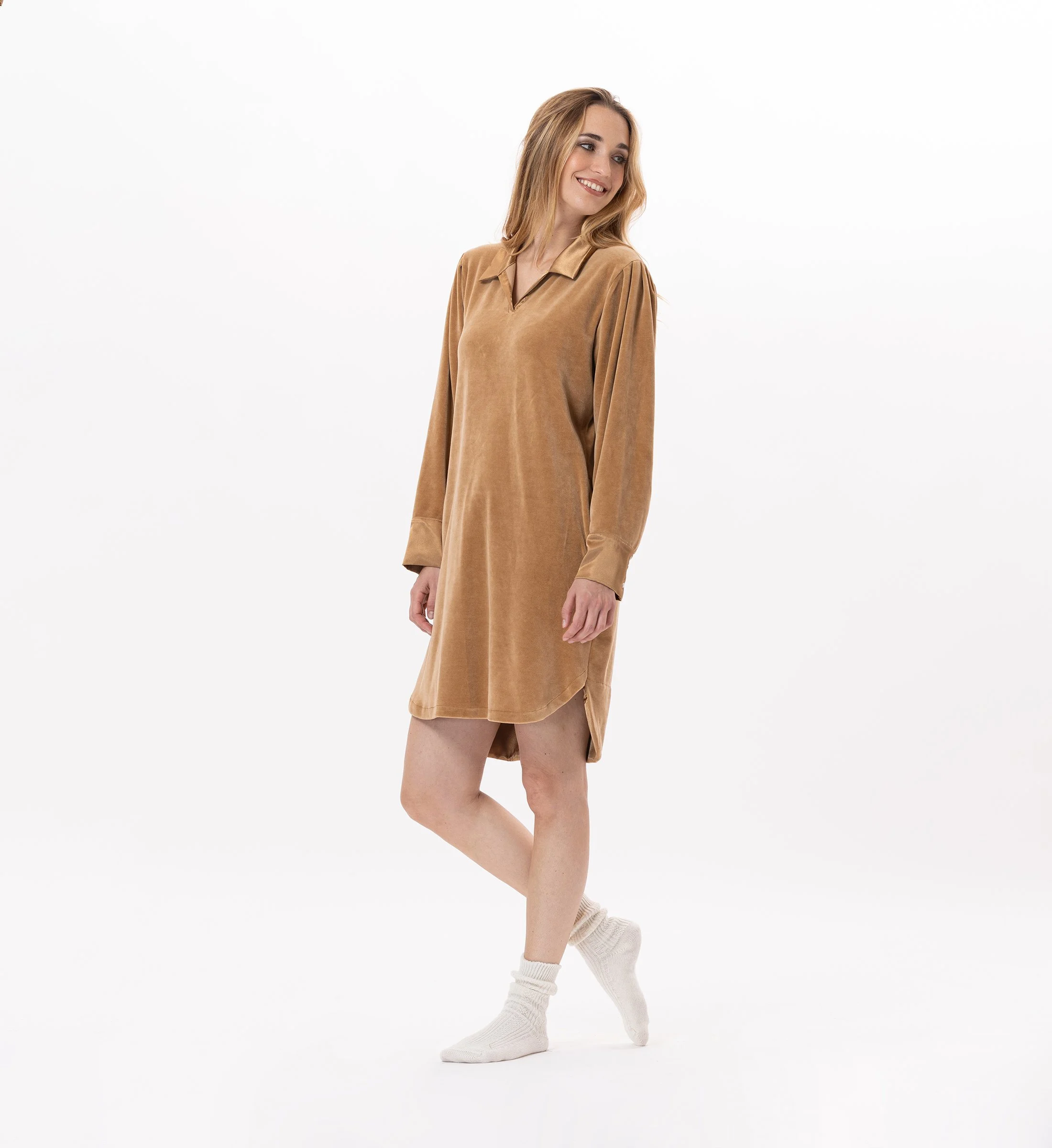 VELVET 840 - Robe en velours | Doré