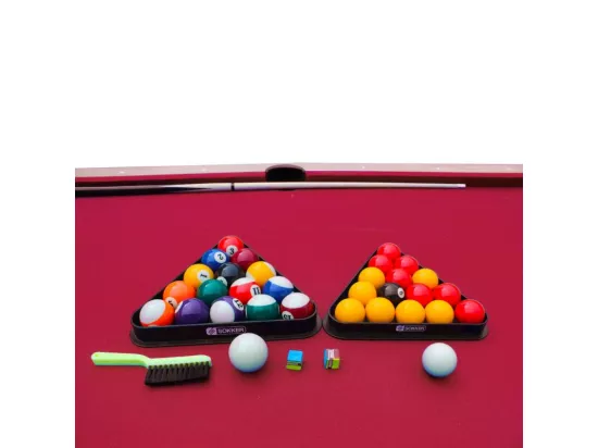 Billard Américain convertible table 4places KITBILL 5FT - 183 x 102 x 78 cm Plateau dînatoire et accessoires inclus - Beige