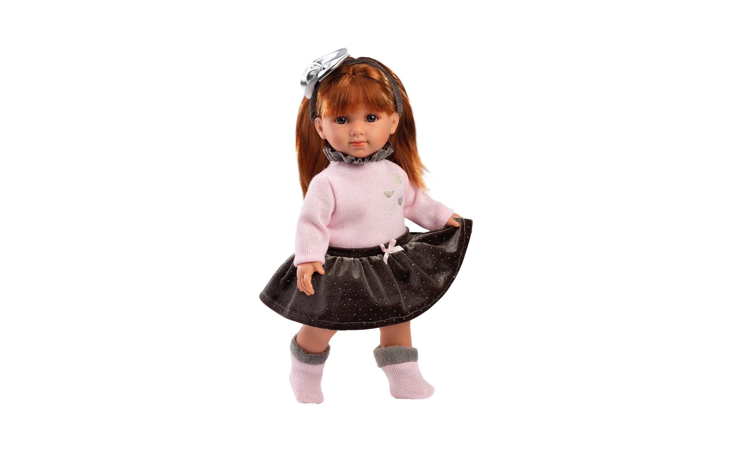 Puppe Nicole rothaarig mit Rock 35 cmGrosse Anziehpuppe im trendigen Outfit