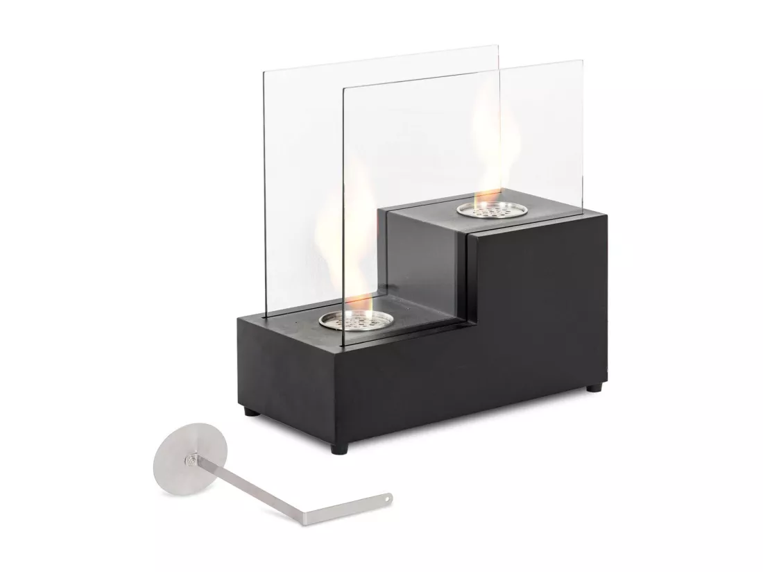 Cheminée bio de table en métal noir 20x40x39h cm