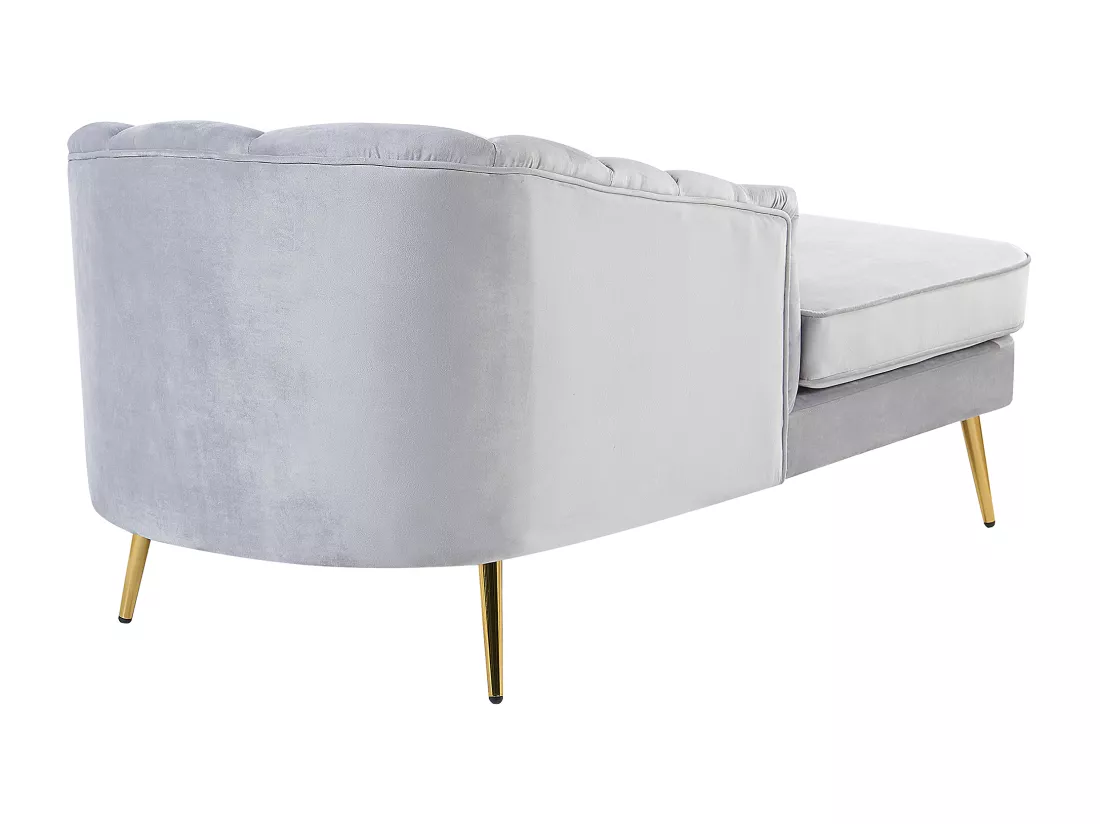 Chaise longue côté droit en velours gris ALLIER