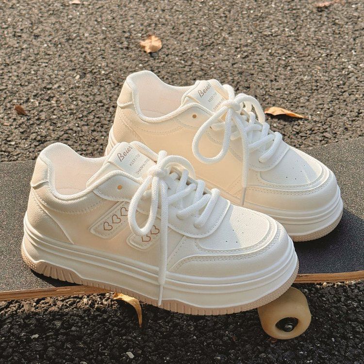 Asterisk - Platform Hartenprint Veterschoenen van Imitatieleer