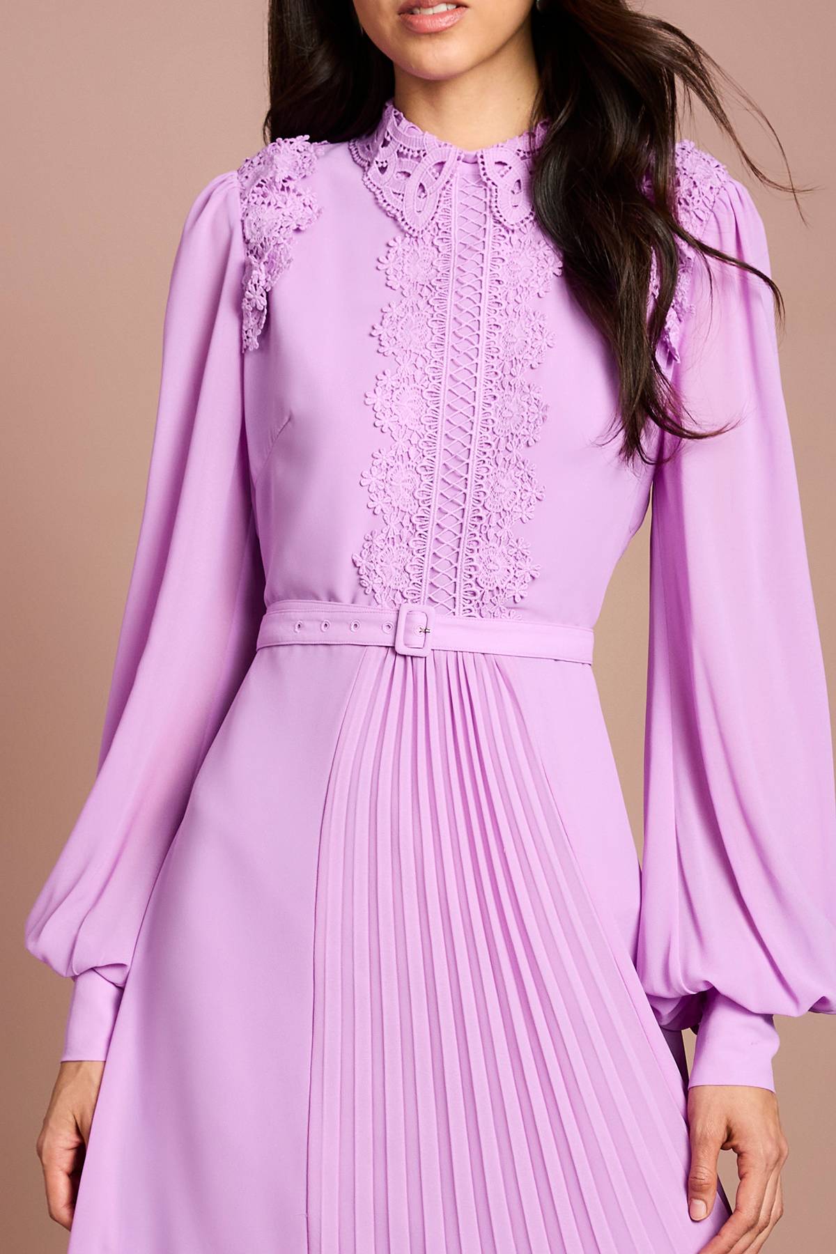 Coast Robe Chemise En Georgette À Col Orné De Dentelle