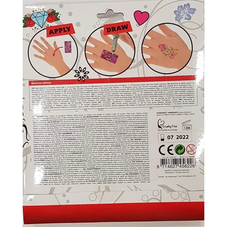 Toi-Toys Tattoo Gel Stifte Glitzer 5er Set incl. Schablone
