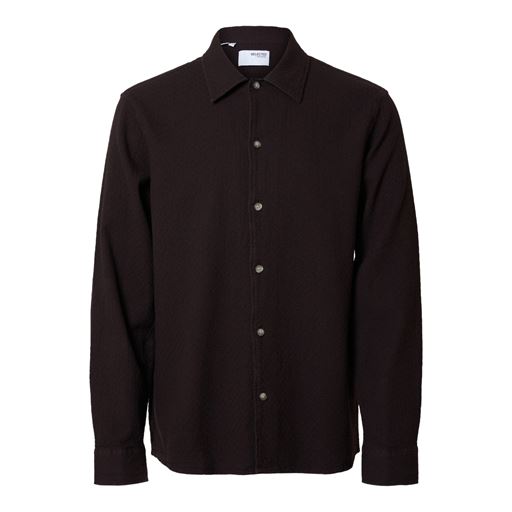 Selected Homme Relax-Dave Waffle Skjorte, Chocolate Torte, XXL