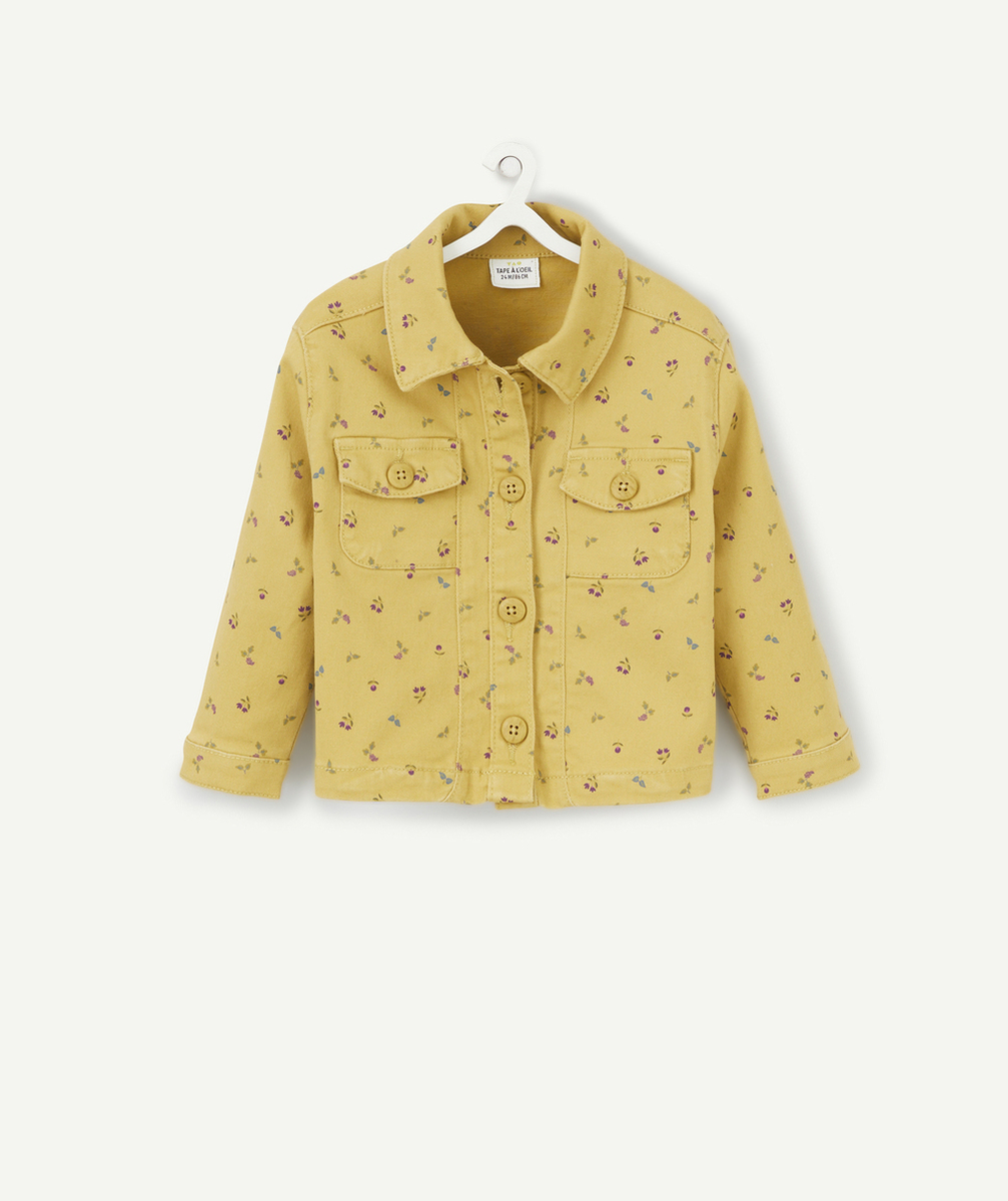 VESTE BÉBÉ FILLE EN FIBRES RECYCLÉES JAUNE IMPRIMÉ FLEURI