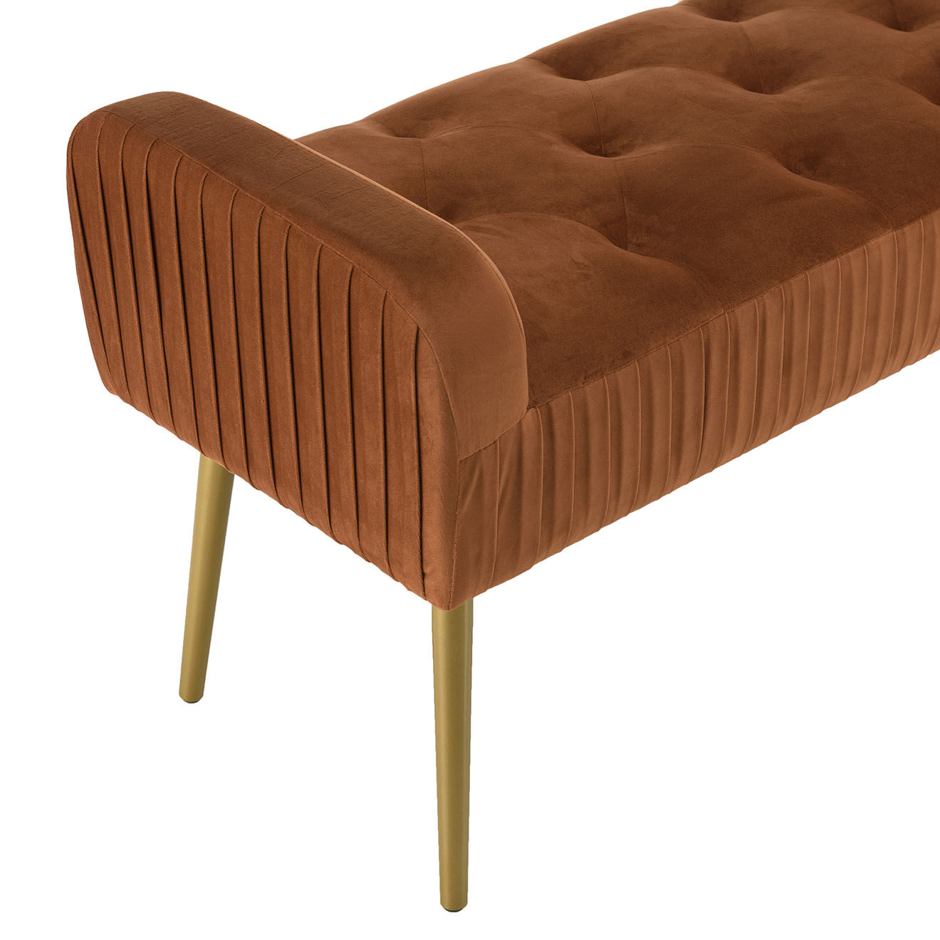 Macabane Banc de lit en velours Albane orange - 103x40x53 cm