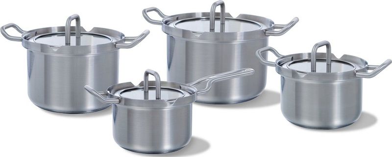 BK Q-linair Master Glas pannenset - 4-delig - glazen deksel - veilig afgietsysteem - inductie