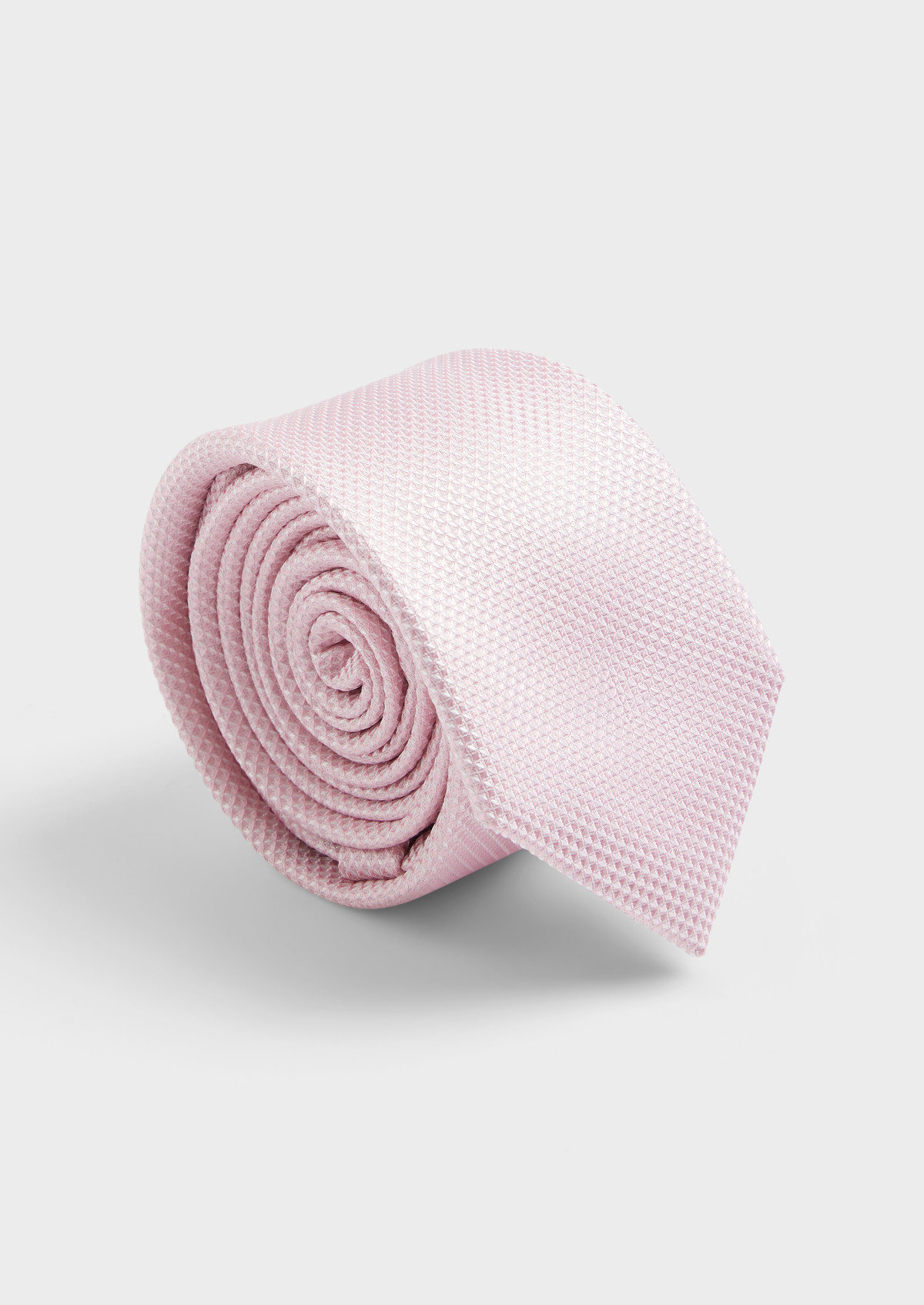Cravate large en soie rose à motifs géométriques blancs