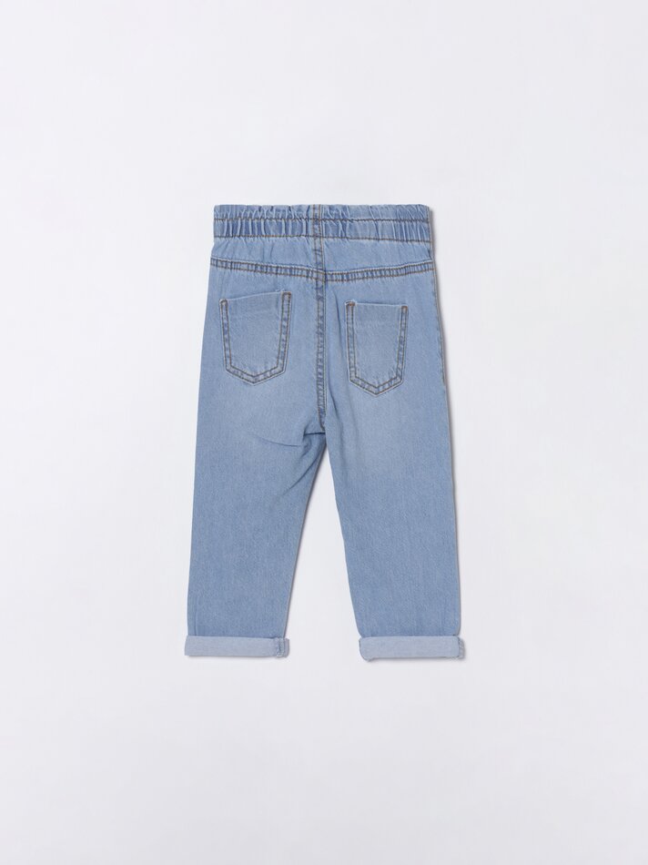 Calça jeans Paperbag - Azul claro