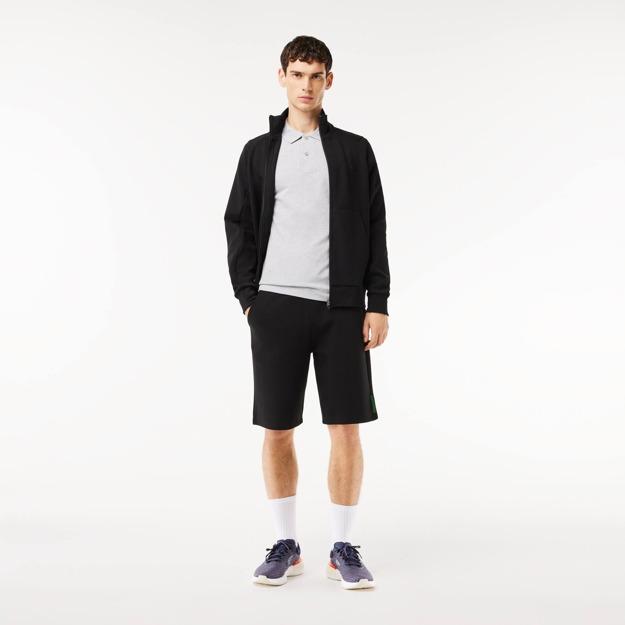 Short en coton mélangé stretch uni Shorts - Noir - Lacoste - Homme