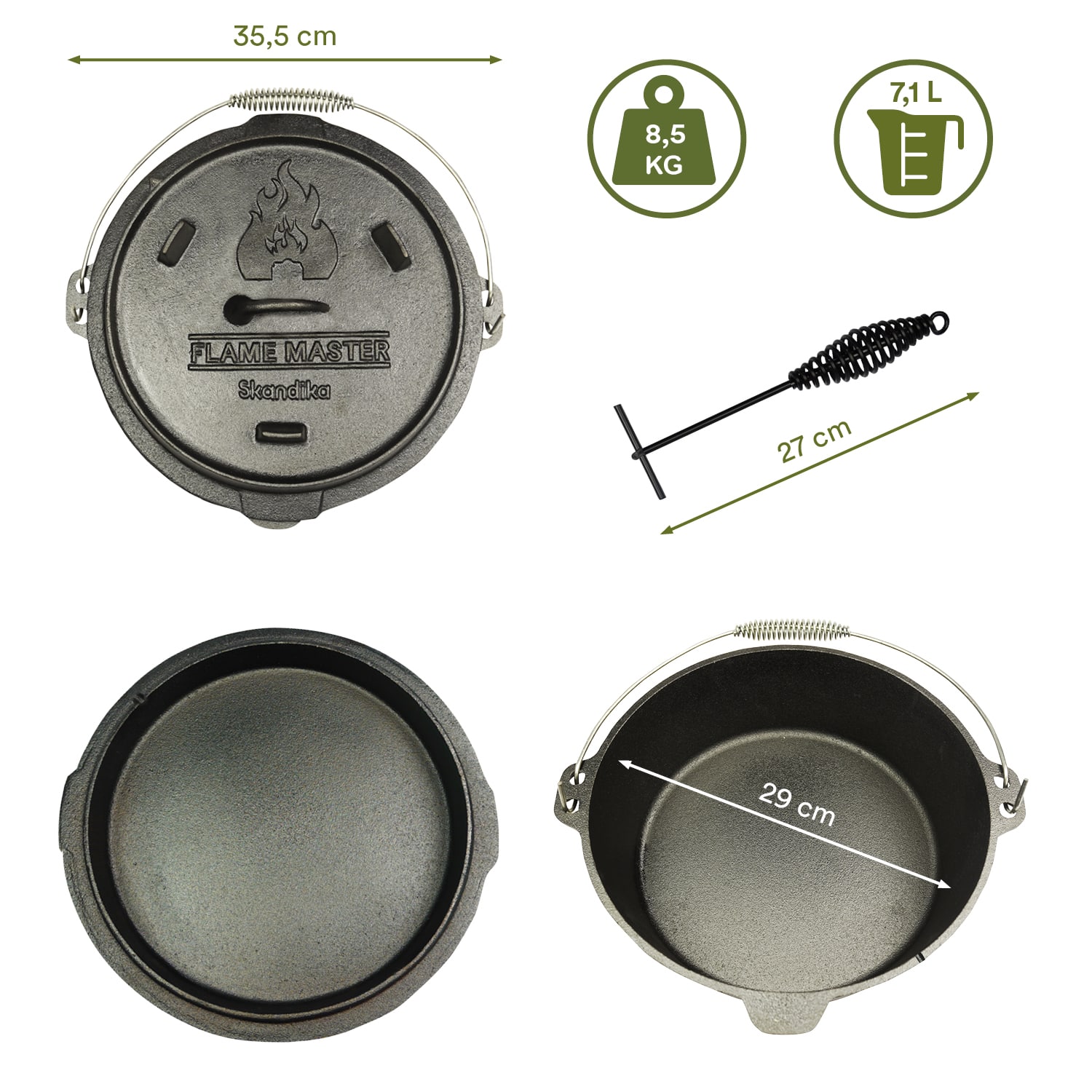Skandika Dutch Oven Flame Master 7,1 liter complete set