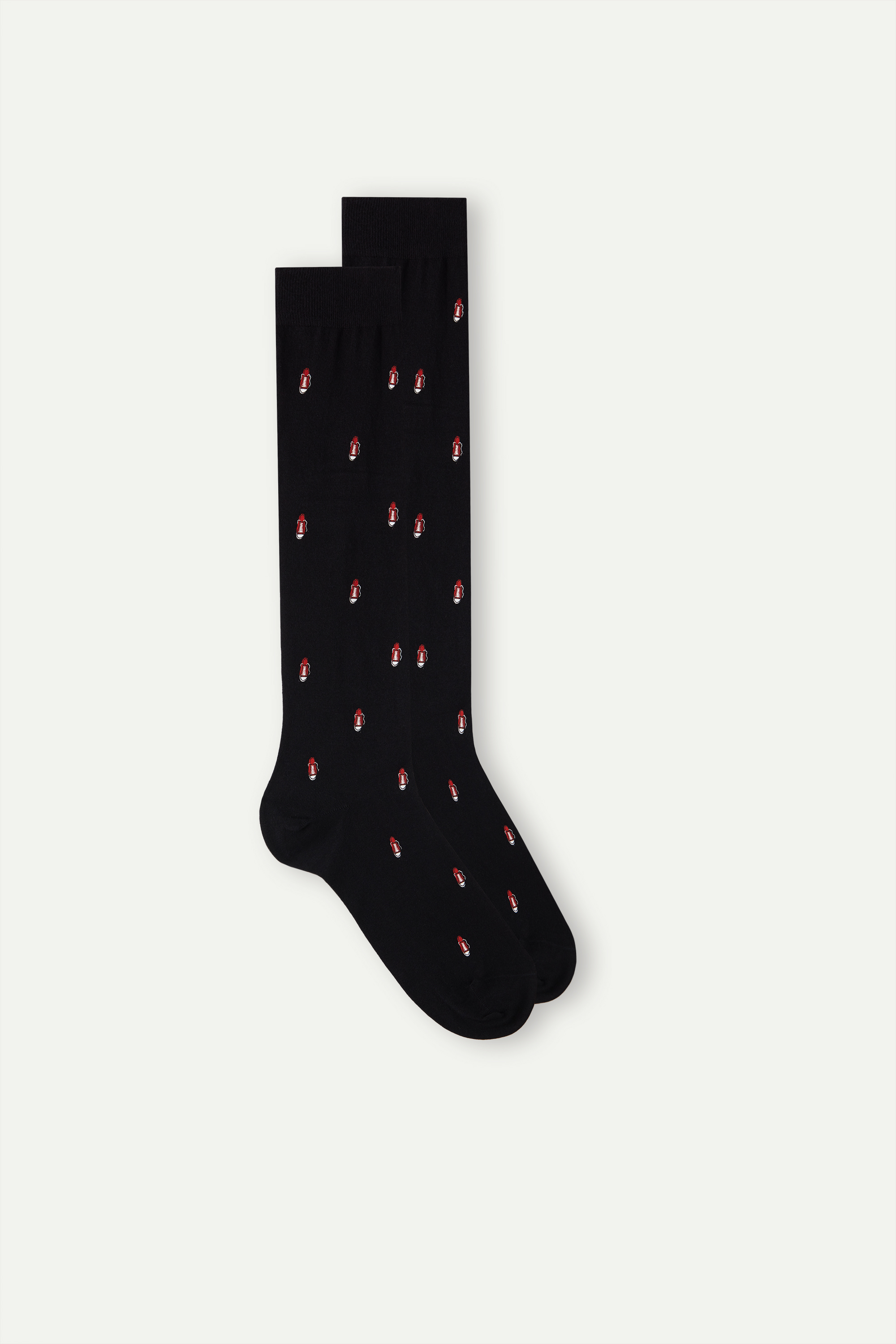 Meias de algodão estampadas até o joelho