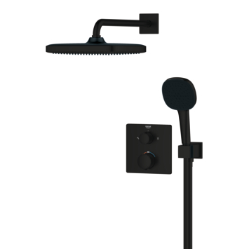 Grohe Precision Thermostat Perfect inbouw douchesysteem metVitalio Comfort 250 hoofddouche vierkant Mat Zwart