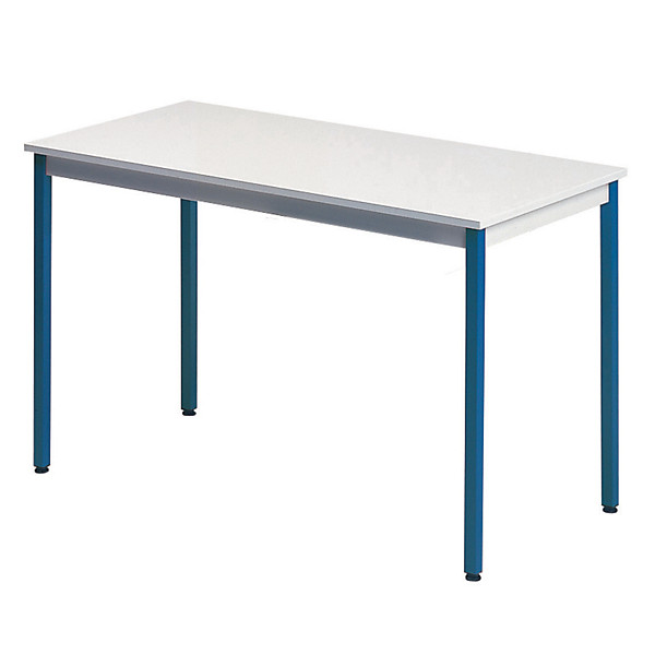 Table rectangulaire 160 x 80 cm plateau gris / pieds bleus
