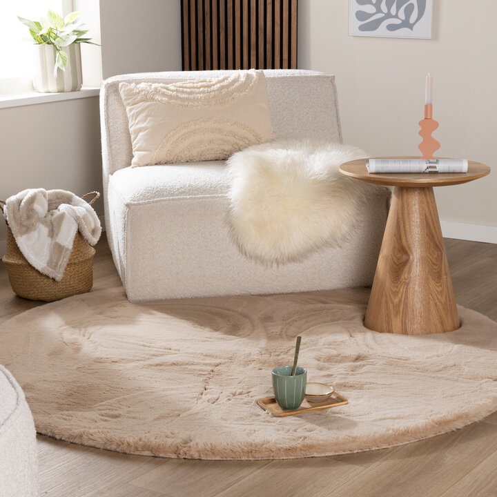 Rond Hoogpolig vloerkleed - Comfy Supreme Beige